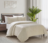 Chic Home Castiel 7 Pieces Quilt Set, Contemporary Stitched Embroidery, Bedding Quilts Beige