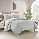 Chic Home Castiel 7 Pieces Quilt Set, Contemporary Stitched Embroidery, Bedding Quilts Grey