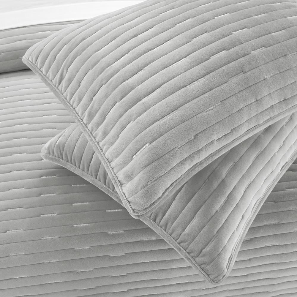 Chic Home Castiel 7 Pieces Quilt Set, Contemporary Stitched Embroidery, Bedding Quilts Grey