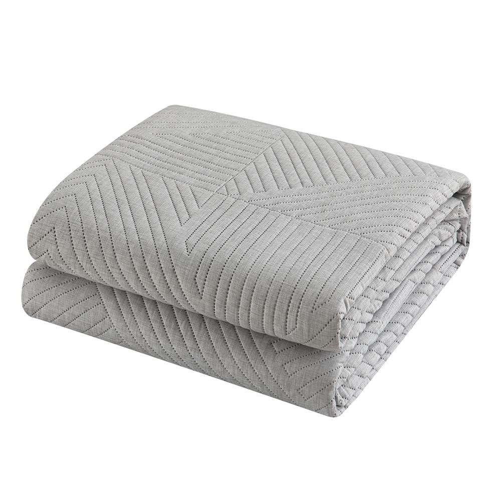 Chic Home Sianna 7 Piece Quilt Set, Contemporary Geometric Diagonal Stripe Design, Bedding Quilts Grey