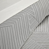 Chic Home Sianna 7 Piece Quilt Set, Contemporary Geometric Diagonal Stripe Design, Bedding Quilts Grey