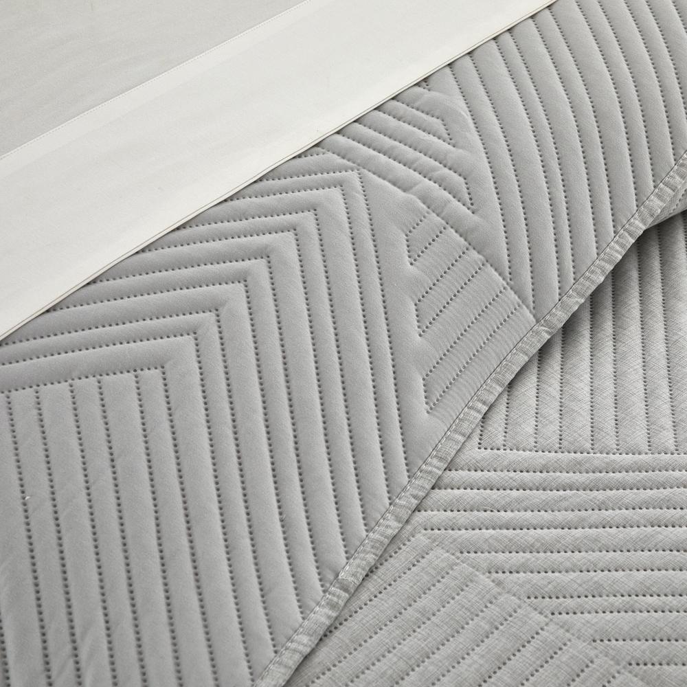 Chic Home Sianna 3 Pieces Quilt Set, Contemporary Geometric Diagonal Stripe Design, Bedding Quilts Grey