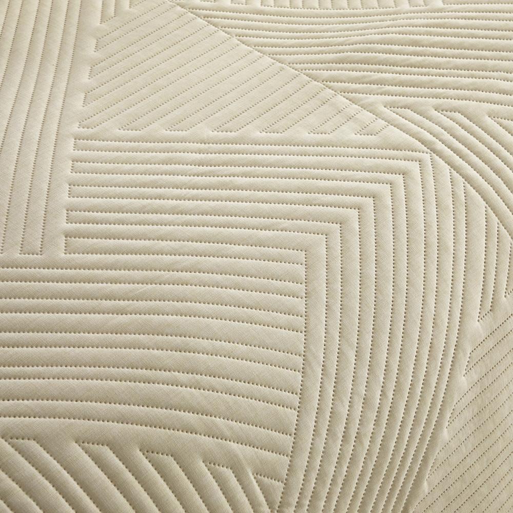 Chic Home Sianna 3 Pieces Quilt Set, Contemporary Geometric Diagonal Stripe Design, Bedding Quilts Beige