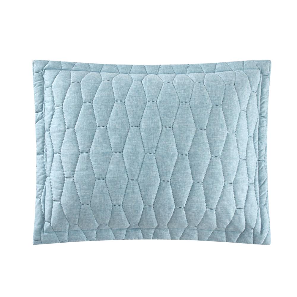 Chic Home Nyla 7 Pieces Quilt Set, Contemporary Geometric Hexagon Pattern, Bedding Quilts Blue