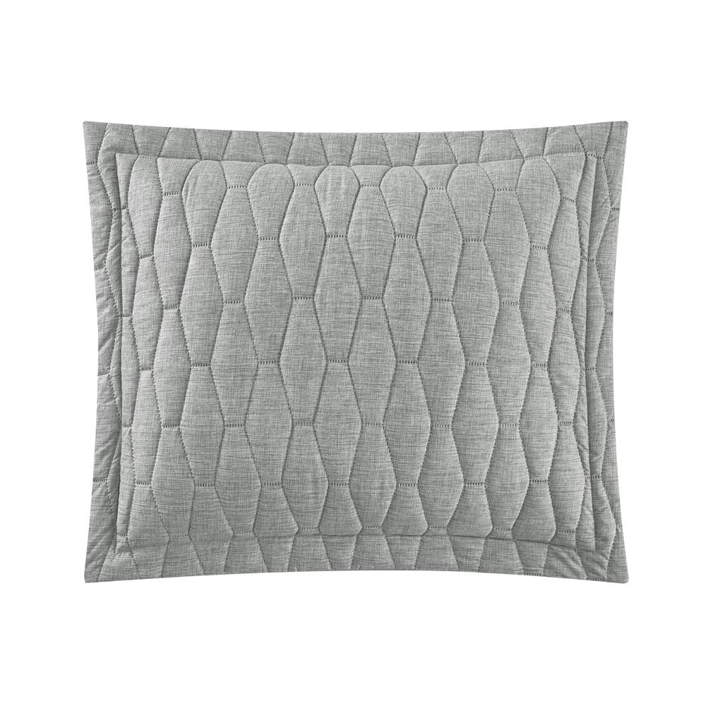 Chic Home Nyla 3 Pieces Quilt Set, Contemporary Geometric Hexagon Pattern, Bedding Quilts Grey