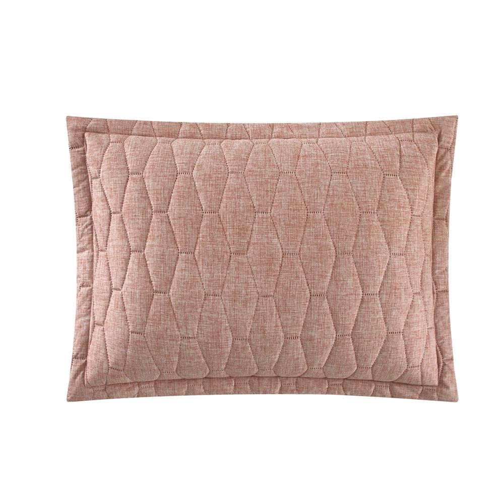 Chic Home Nyla 3 Pieces Quilt Set, Contemporary Geometric Hexagon Pattern, Bedding Quilts Brick Red