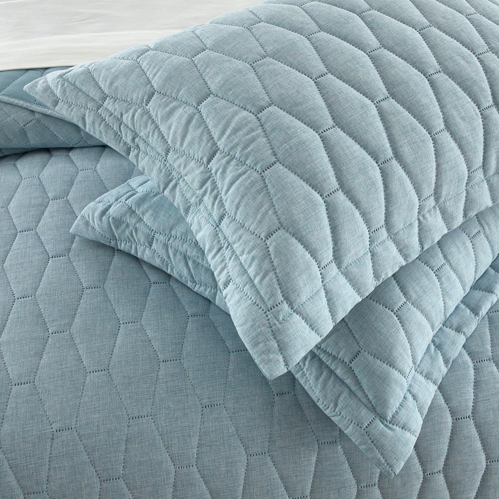 Chic Home Nyla 7 Pieces Quilt Set, Contemporary Geometric Hexagon Pattern, Bedding Quilts Blue