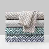Chic Home Alaina Sheet Set Super Soft Contemporary Striped Chevron Pattern Design - Includes 1 Flat, 1 Fitted Sheet, and 2 Pillowcases - 4 Piece - King 108x102"