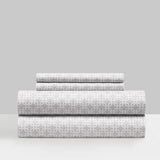Chic Home Lucille Sheet Set Super Soft Two-Tone Interlaced Geometric Pattern Print Design - Includes 1 Flat, 1 Fitted Sheet, and 2 Pillowcases - 4 Piece - Queen 90x102"