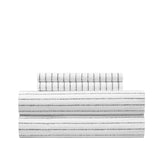 Chic Home Kailey Sheet Set Solid White With Dot Striped Pattern Print Design - Includes 1 Flat, 1 Fitted Sheet, and 2 Pillowcases - 4 Piece - King 108x102
