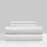 Chic Home Kailey Sheet Set Solid White With Dot Striped Pattern Print Design - Includes 1 Flat, 1 Fitted Sheet, and 2 Pillowcases - 4 Piece - King 108x102"