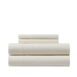 Chic Home Ashton Sheet Set Super Soft Solid Color With Piping Flange Edge Design - Includes 1 Flat, 1 Fitted Sheet, and 2 Pillowcases - 4 Piece - Beige