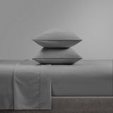 Chic Home Ashton Sheet Set Super Soft Solid Color With Piping Flange Edge Design - Includes 1 Flat, 1 Fitted Sheet, and 2 Pillowcases - 4 Piece - Grey