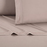 Chic Home Savannah Sheet Set Solid Color With Dual Stripe Embroidery - Includes 1 Flat, 1 Fitted Sheet, and 2 Pillowcases - 4 Piece - King 108x102"