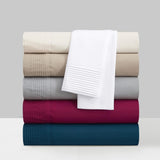 Chic Home Harley Sheet Set Solid Color With Pleated Details - Includes 1 Flat, 1 Fitted Sheet, and 2 Pillowcases - 4 Piece - King 108x102"