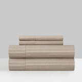 Chic Home Siena Sheet Set Solid Color Striped Pattern Technique - Includes 1 Flat, 1 Fitted Sheet, and 2 Pillowcases - 4 Piece - Taupe