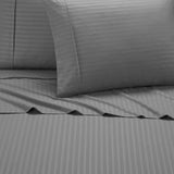 Chic Home Siena Sheet Set Solid Color Striped Pattern Technique - Includes 1 Flat, 1 Fitted Sheet, and 2 Pillowcases - 4 Piece - Grey
