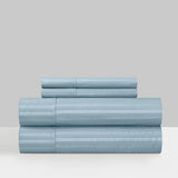 Chic Home Siena Sheet Set Solid Color Striped Pattern Technique - Includes 1 Flat, 1 Fitted Sheet, and 2 Pillowcases - 4 Piece - Blue