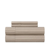 Chic Home Siena Sheet Set Solid Color Striped Pattern Technique - Includes 1 Flat, 1 Fitted Sheet, and 2 Pillowcases - 4 Piece - Taupe