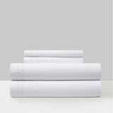 Chic Home Savannah Sheet Set Solid Color With Dual Stripe Embroidery - Includes 1 Flat, 1 Fitted Sheet, and 1 Pillowcase - 3 Piece - Twin 66x102"