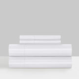 Chic Home Siena Sheet Set Solid Color Striped Pattern Technique - Includes 1 Flat, 1 Fitted Sheet, and 1 Pillowcase - 3 Piece - Twin 66x102", White