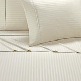 Chic Home Siena Sheet Set Solid Color Striped Pattern Technique - Includes 1 Flat, 1 Fitted Sheet, and 1 Pillowcase - 3 Piece - Twin 66x102", Beige
