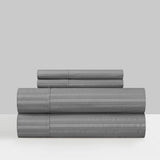 Chic Home Siena Sheet Set Solid Color Striped Pattern Technique - Includes 1 Flat, 1 Fitted Sheet, and 1 Pillowcase - 3 Piece - Twin 66x102", Grey