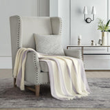 Chic Home Lasko Faux Cashmere Throw Blanket Plush Super Soft Two Tone Striped Design With Tassel Fringe - 50x60”