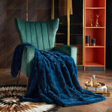 Chic Home Liana Throw Blanket Jacquard Faux Rabbit Fur Micromink Backing Design - 50x60