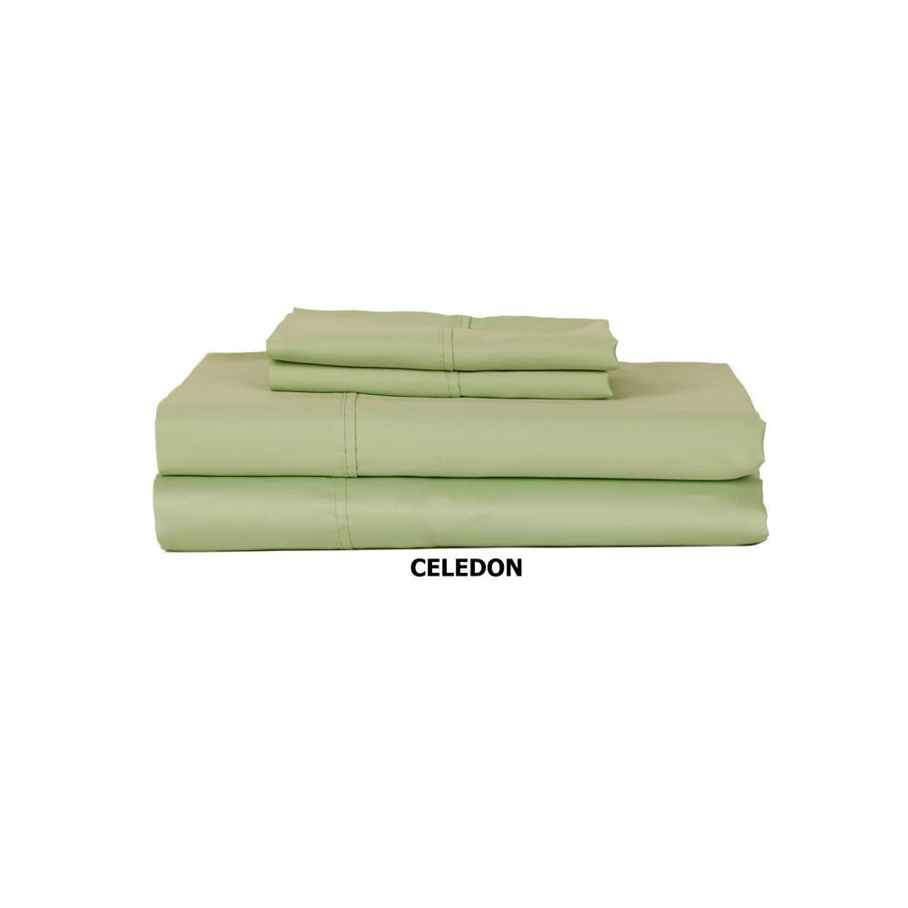 Castle Hill London 310 Thread Count Cotton Sateen Sheet Set Deep Pocket - Celadon