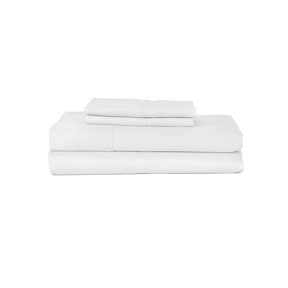 Castle Hill London 410 Thread Count Cotton Sateen Sheet Set Deep Pocket - White