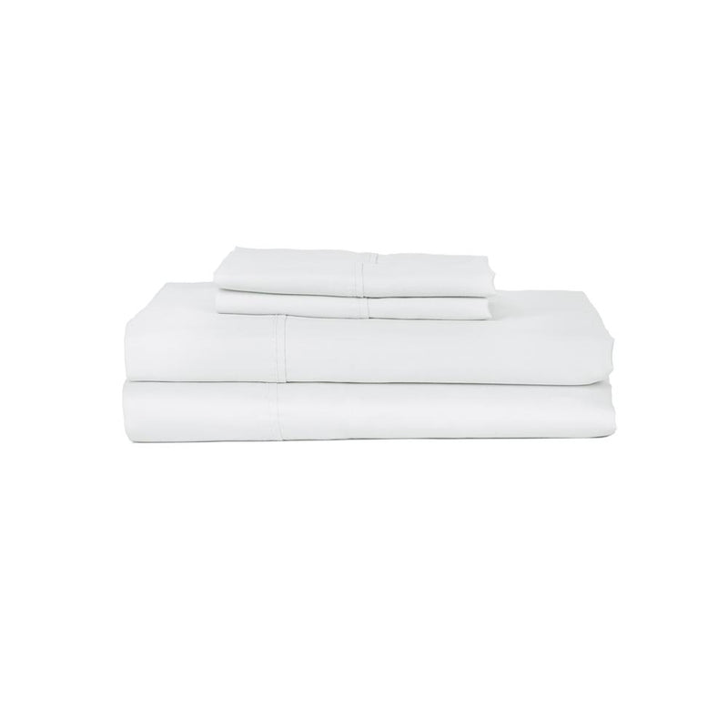 Castle Hill London 410 Thread Count Cotton Sateen Sheet Set Deep Pocket - White