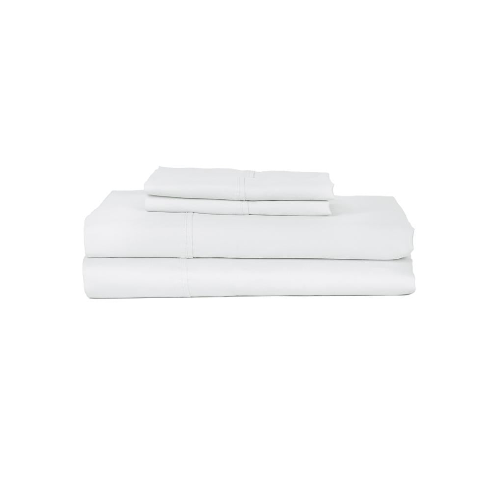 Castle Hill London 410 Thread Count Cotton Sateen Sheet Set Deep Pocket - White