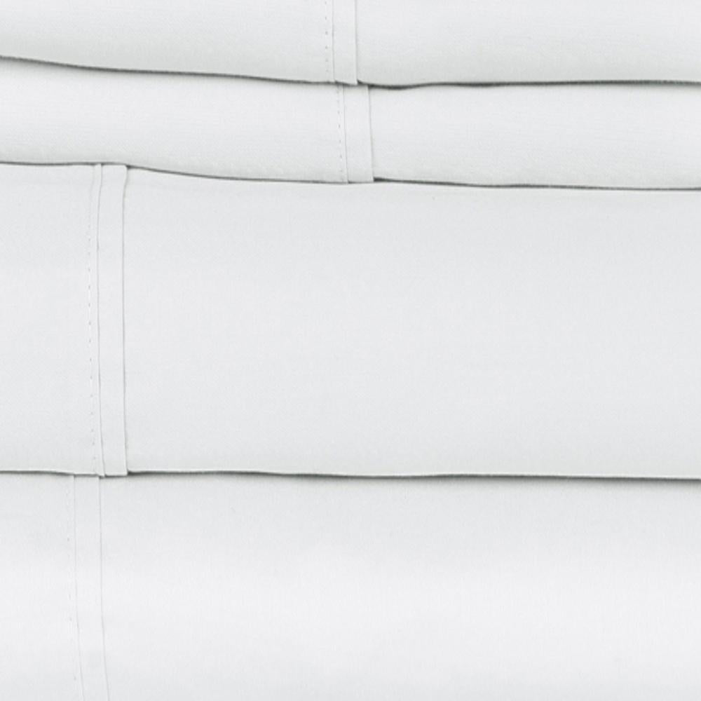 Castle Hill London 410 Thread Count Cotton Sateen Sheet Set Deep Pocket - White