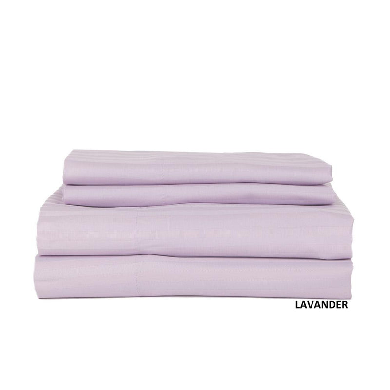 Castle Hill London 600 Thread Count Sateen Stripe Sheet Set - Lavendar