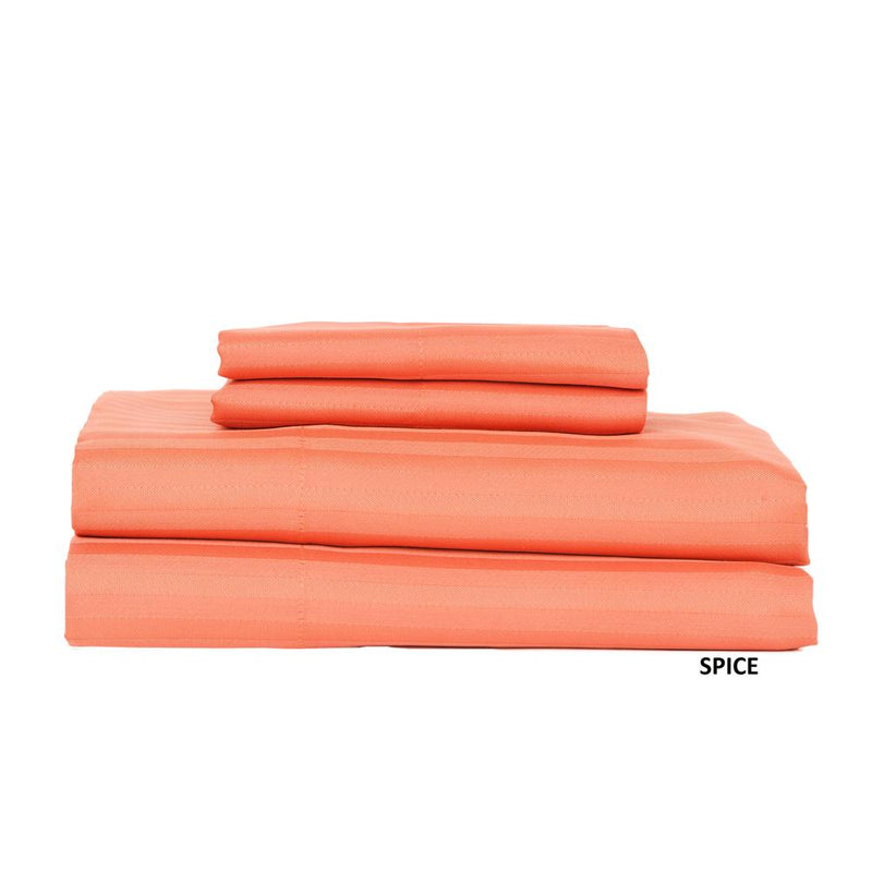 Castle Hill London 600 Thread Count Sateen Stripe Sheet Set - Spice