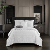 Chic Home Addison Comforter Set Jacquard Chevron Geometric Pattern Design Bedding White