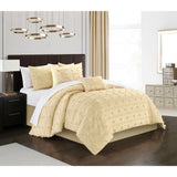 Chic Home Ahtisa Comforter Set Jacquard Floral Applique Design Bed in a Bag Sand
