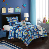 Chic Home Spaceship 5 Piece Comforter Set "Space Explorer" Design Bedding - Throw Blanket Decorative Pillow Shams Included Full Blue