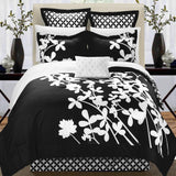 Chic Home Iris Elegant Reversible Contrast Luxury 7 Pieces Comforter Set Black