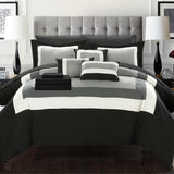 Chic Home Elegant Beaudine 10 Pieces Comforter Bed In A Bag Sheets Decorative Pillows & Shams Black