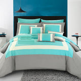 Chic Home Elegant Beaudine 10 Pieces Comforter Bed In A Bag Sheets Decorative Pillows & Shams Turquoise