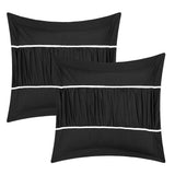 Chic Home Stieg 10 Pieces Comforter Set Complete BIB Pleated Ruched Ruffled Bedding With Sheet Set & Decorative Pillows Shams Black