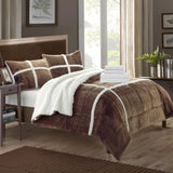 Chic Home Chloe Plush Microsuede Soft & Cozy Sherpa Lined 7 Pieces Comforter Bed In A Bag Set Brown
