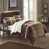 Chic Home Chloe Plush Microsuede Soft & Cozy Sherpa Lined 3 Pieces Comforter & Shams Set Brown