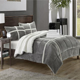 Chic Home Chloe Plush Microsuede Soft & Cozy Sherpa Lined 7 Pieces Comforter Bed In A Bag Set Silver