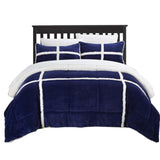 Chic Home Camille Soft Plush Microsuede Chloe Sherpa Lined 3 Pieces Comforter Set Navy