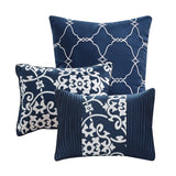 Chic Home Elegant Reversible Adler Motif 10 Pieces Comforter Bed In A Bag Sheets Decorative Pillows & Shams Navy