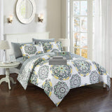Chic Home Medallion Modern Pattern Microfiber 6/8 Pieces Comforter Bed In A Bag Sheet Set & Decorative Shams Grey