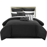 Chic Home Cranston Brenton Microfiber Striped Luxury & Soft 9 Pieces Comforter Sheet Bed In A Bag Black